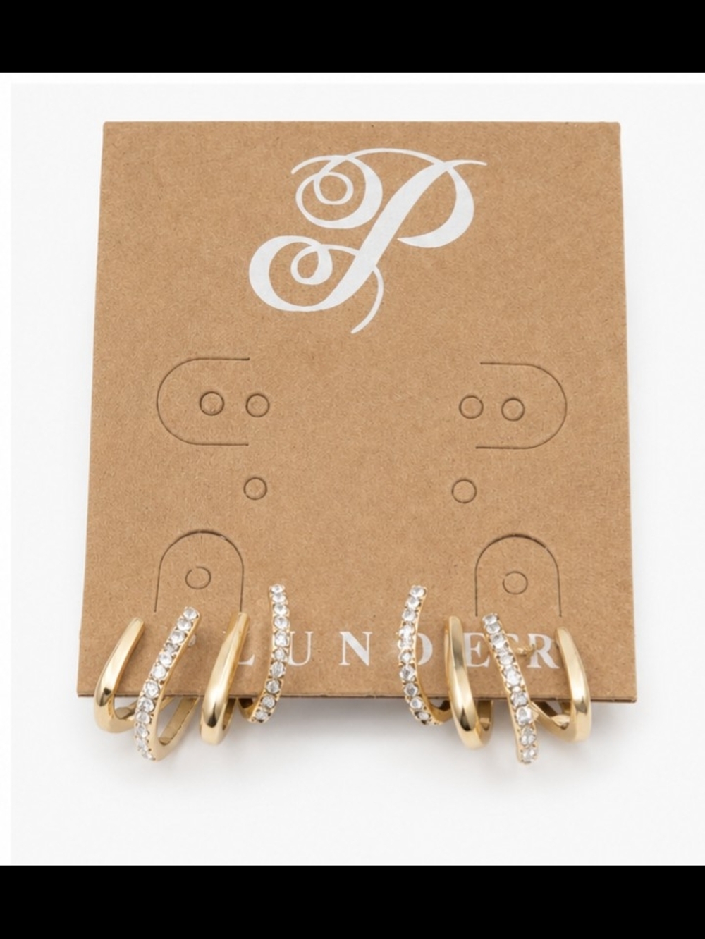 Gold Tone & Thineatone 4 Faux Multi Hoop Cuff Earrings